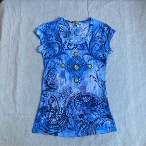 SPY Blue Patterned Women's Top